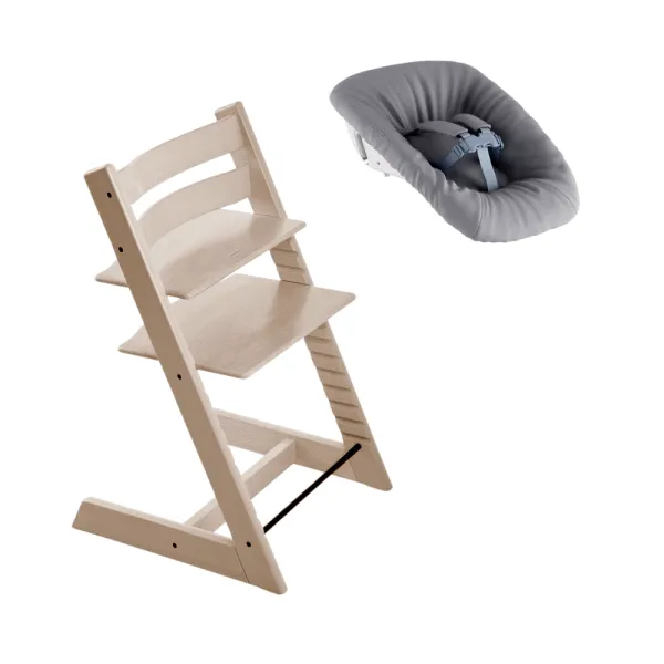 Høy stol inkl. sett for nyfødt - whitewash