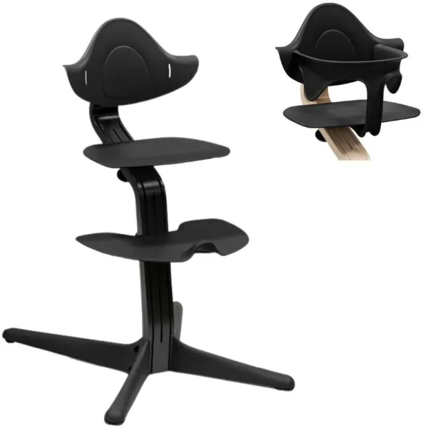 Høy stol i bøk - svart, inkludert babyssett