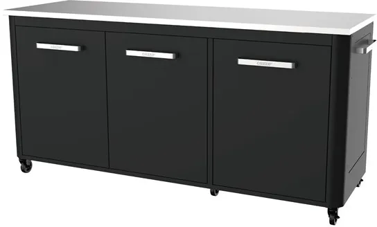 cozze ®utebord med 3-dører og 6 hjul rustfritt stål/sort/grå